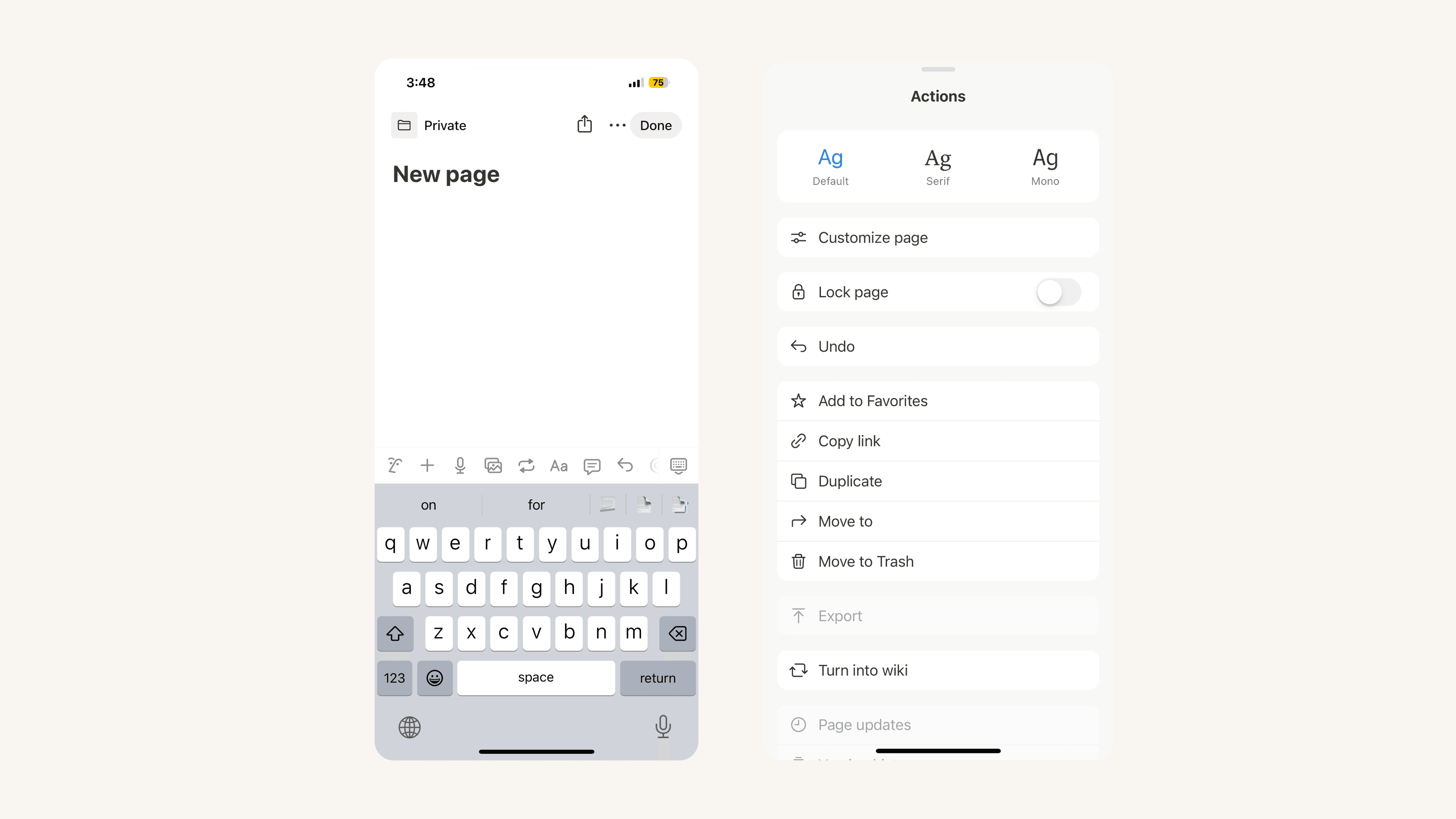 Mobile ••• menu