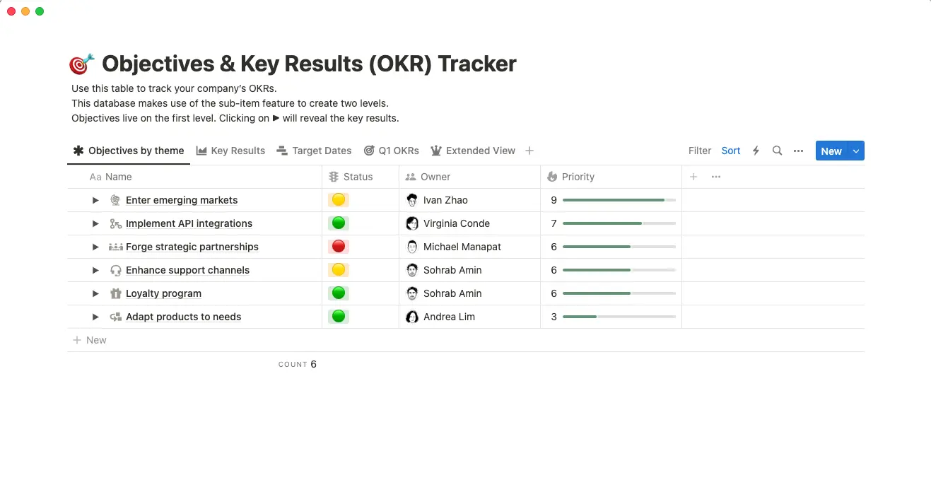 objectives and key results okr tracker template
