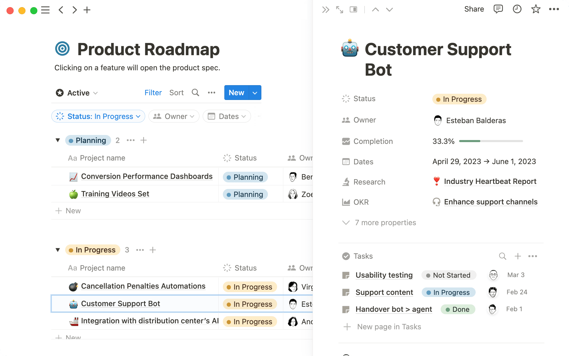 Product team os roadmap task