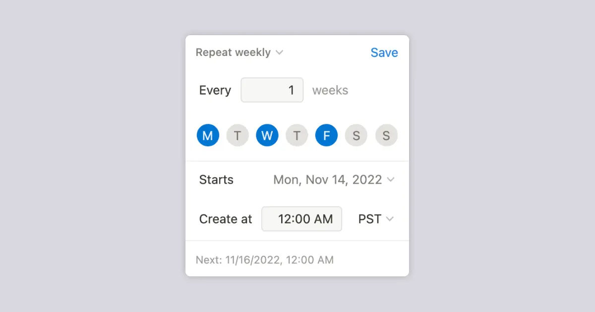 Recurring tasks, meeting notes, and updates