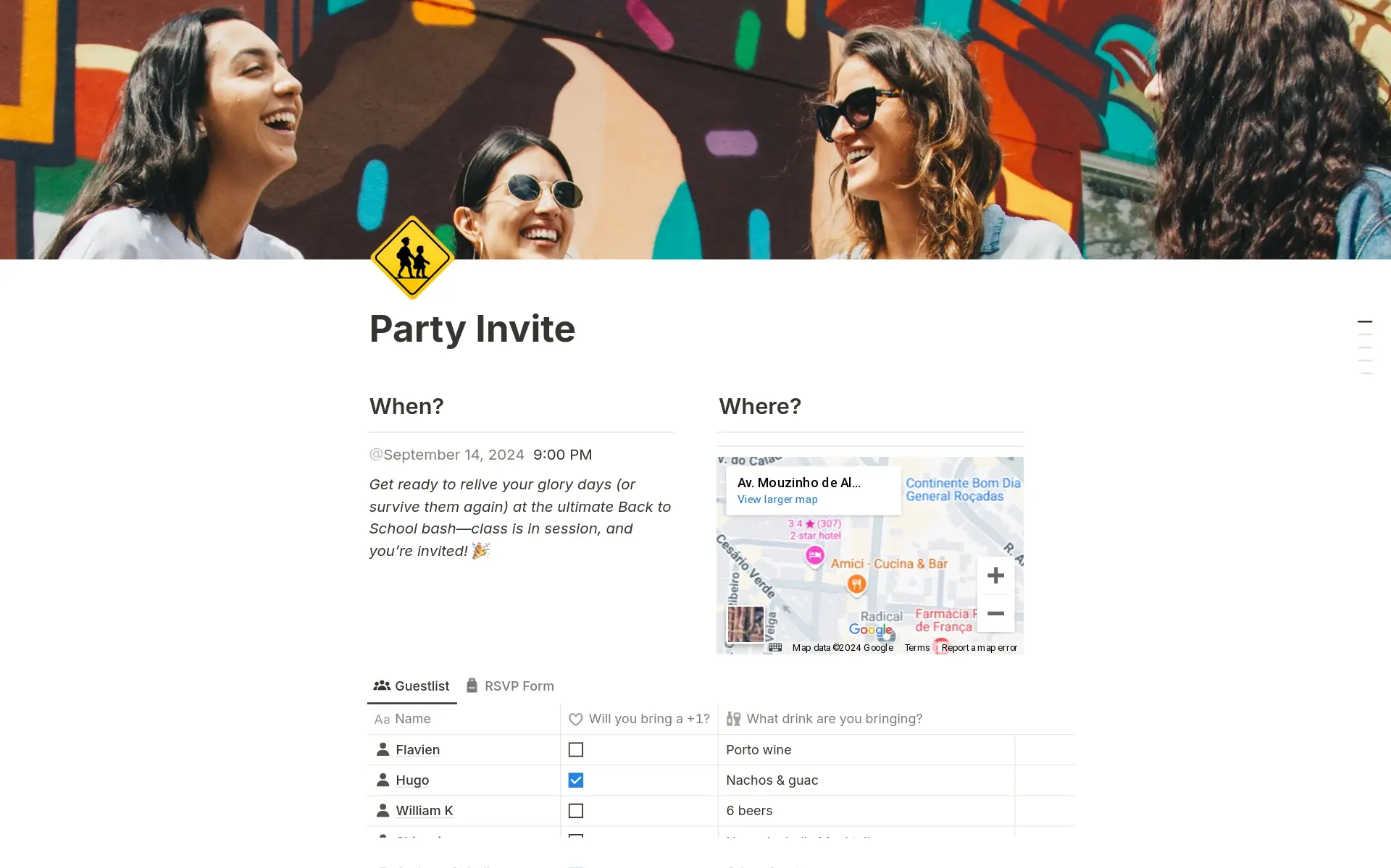 A template preview for Party invite with RSVP
